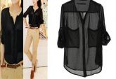 Blusa Chiffon Preta - bc003