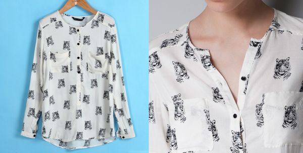 Blusa Cotton Blend Tiger Print (Tigre) - bc013