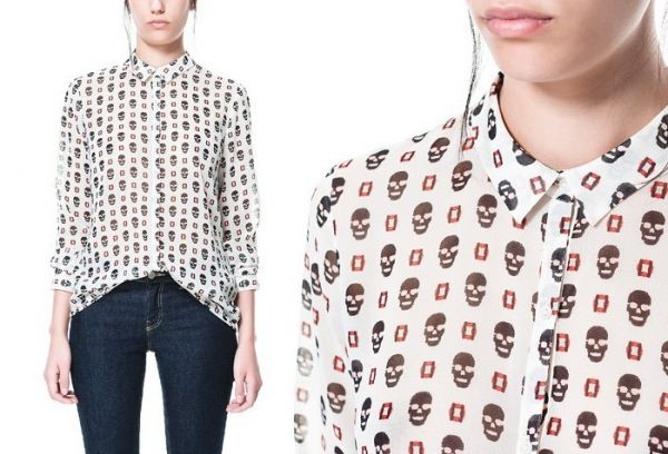 Blusa Chiffon Skull Print (Caveira) - bc009