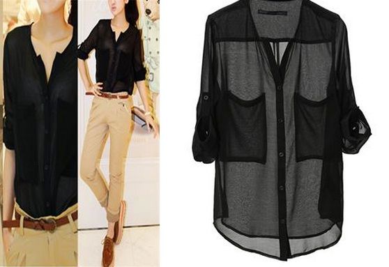 Blusa Chiffon Preta - bc003